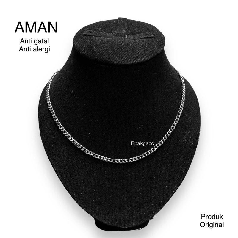 Kalung Rantai Anak Anti karat Anti Luntur Silver – Kalung Bayi Anti Alergi iritasi Aman bagus Titani