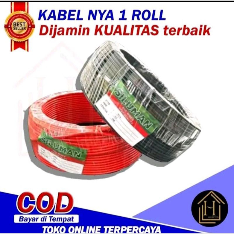 KABEL LISTRIK TEMBAGA MERK SILUMAN  NYA 2.5mm2 100YARD Warna HITAM DAN MERAH Kawat Tunggal Kabel yg 