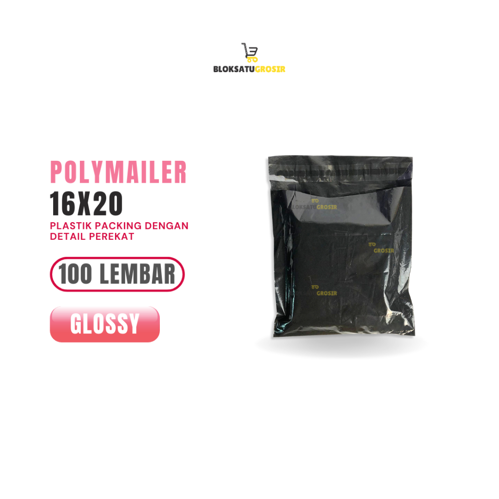 

Kantong Plastik Polymailer Hitam Glossy Tebal 16x20 cm isi 100 lembar Plastik Lem Plastik Packing Plastik Amplop Kantong Skincare Kota Malang