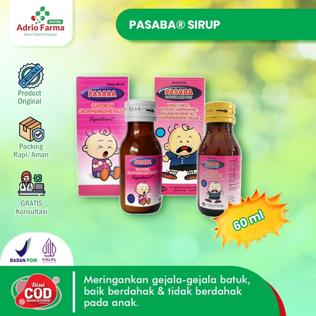 PASABA® SIRUP ANAK - EXPECTORANT - COUGH & FLU @ 60ml - Meringankan Gejala Batuk Pada Anak