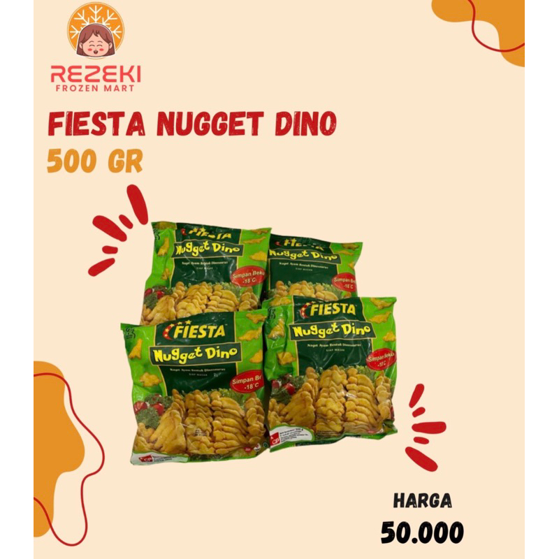 

Fiesta Nugget Dino 500 Gr | Naget Ayam Bentuk Dino | Frozen Food Murah