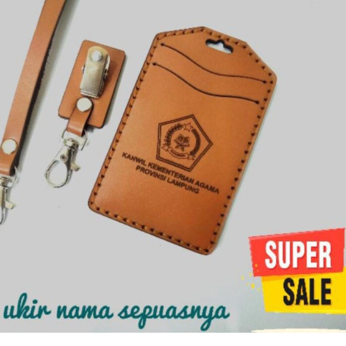 

Id Card Holder Kulit, Nametag kulit asli Sapi, Lanyard Kulit Bisa Custom Logo dan Nama, Name Tag Termurah