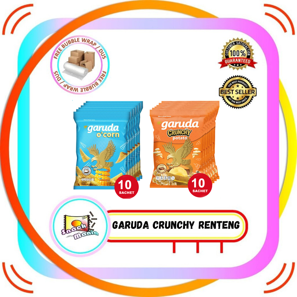 Garuda Crunchy O' Corn Sea Salt | Potato BBQ 17 gr x 10 pcs RENTENG