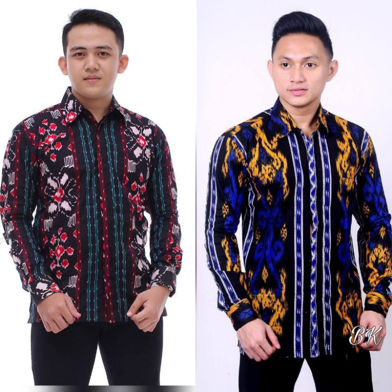 Baju Batik Pria Lengan Panjang Motif Dayak Songket/Kemeja Batik Songket