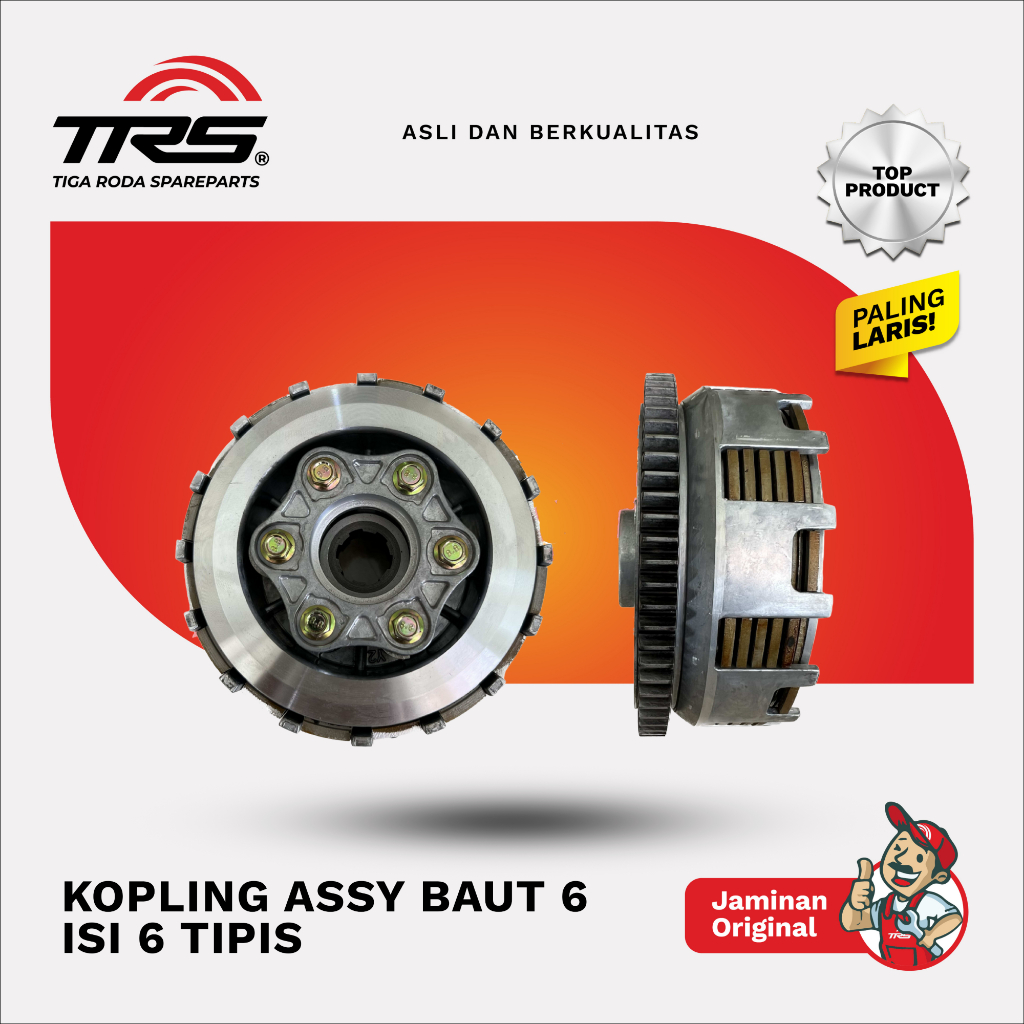 TRS Kampas Kopling Komplit Assy Isi Enam 6 Tipis Viar Tossa Pnp Tiger Megapro Cb Spareparts Original