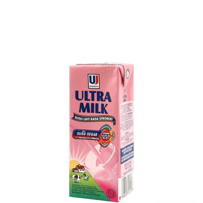 

Susu Ultra Milk 200ml 250ml low fat cokelat strawberry Full cream karamel taro moka