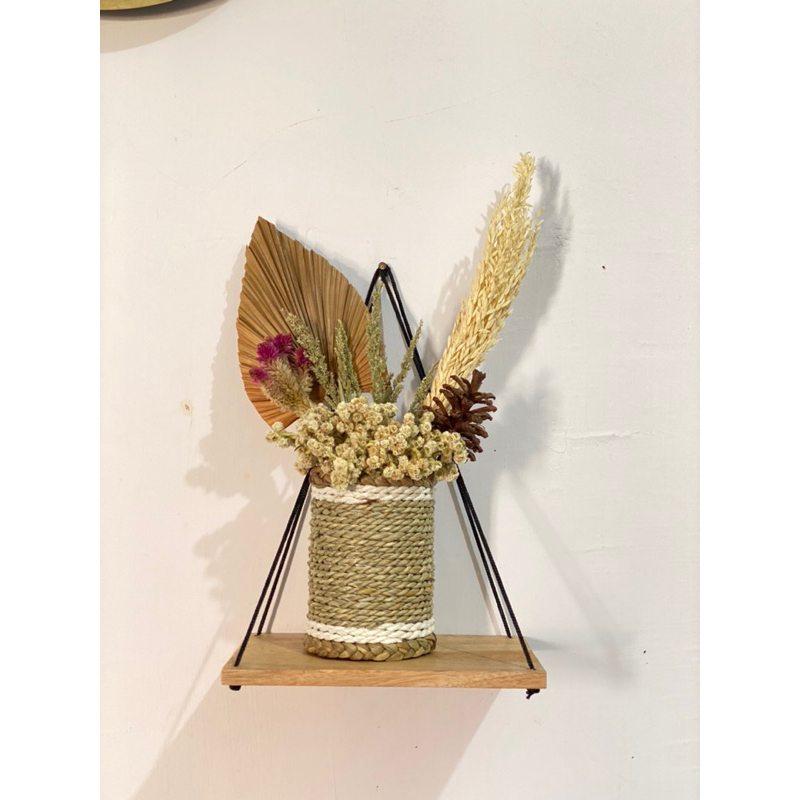 PAKET BUNGA DAN VAS | BUNGA KERING | DAUN PALEM KERING | DEKORASI RUSTIC | DEKORASI ESTETIK