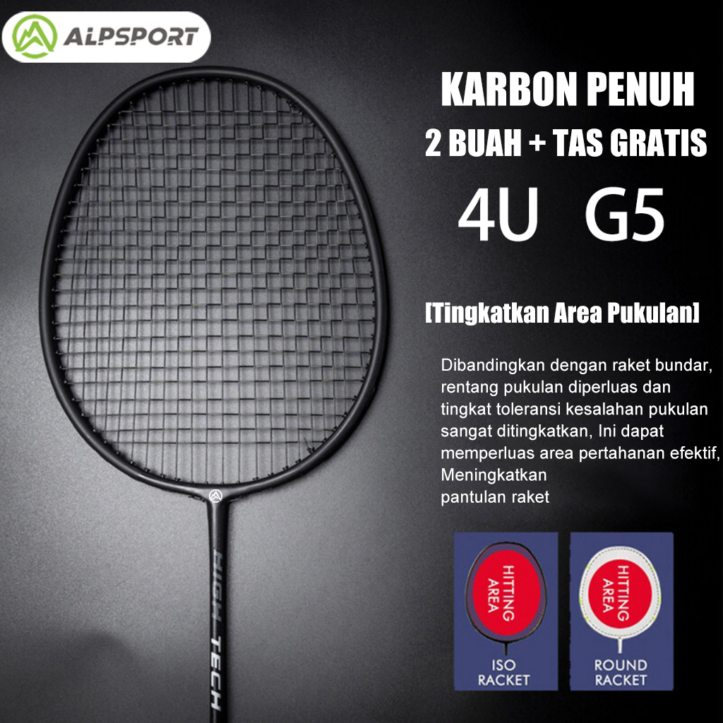 New Alpsport Rr2Raket + Tas4U G5 100% Serat Karbon Penuh Desain Asli 22-28Lbs T800 Raket Bulu
