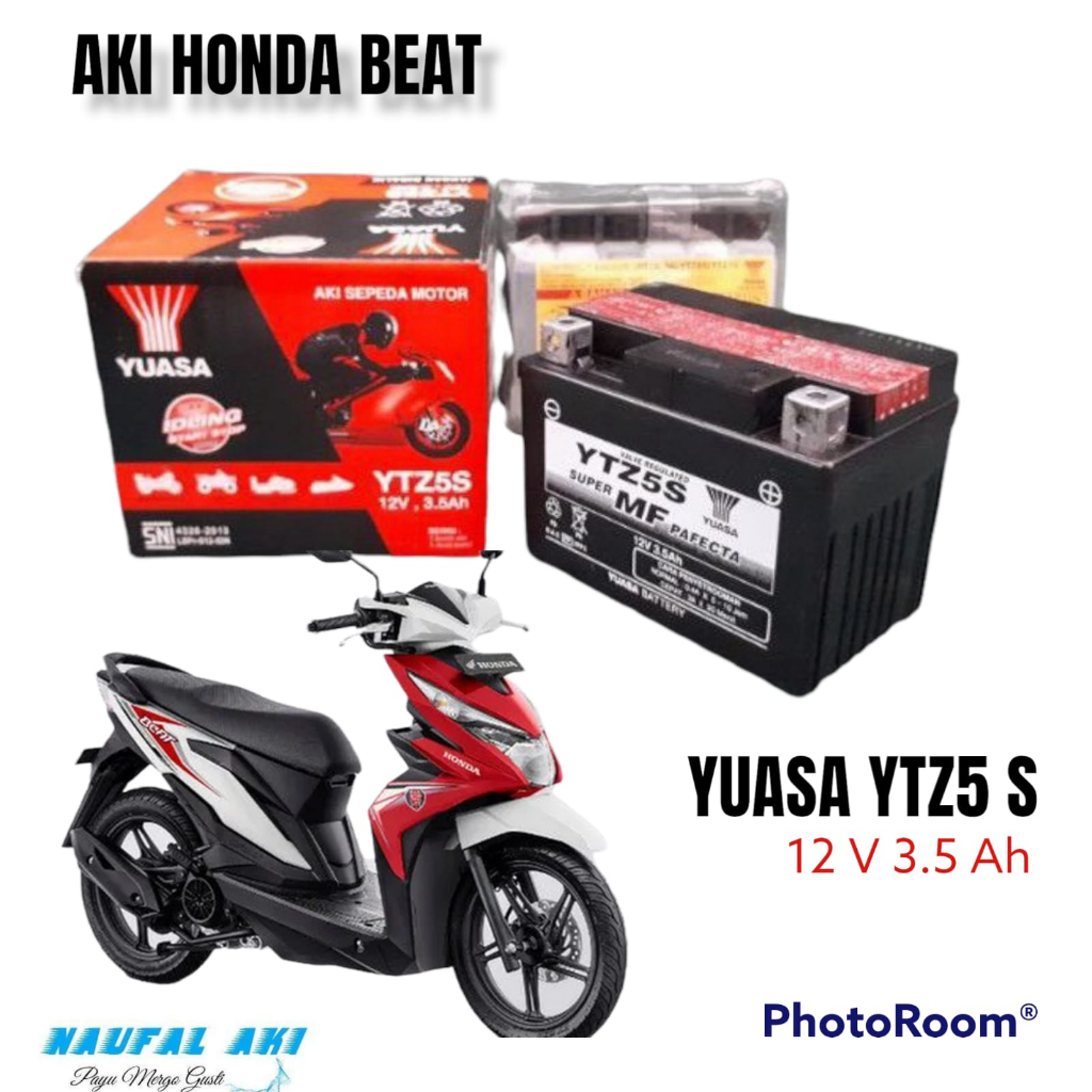 Aki Motor Honda Beat fi esp karbu street /vario 110/Supra X 125 YUASA YTZ5s Aki semi kering