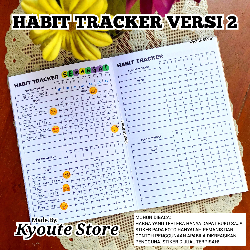 

Buku Weekly Habit Tracker Versi 2 Simple Planner A5 Kyoute Jejak Kegiatan dan Kebiasaan Harian Mingguan Bulanan