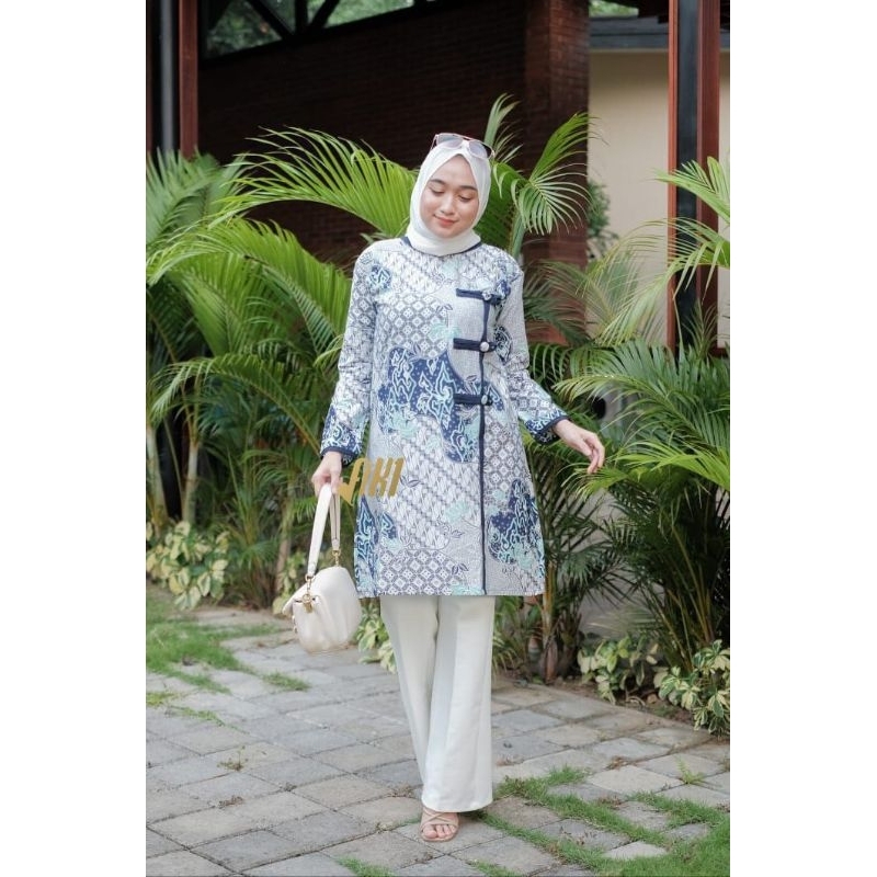 Tunik kancing batik modern