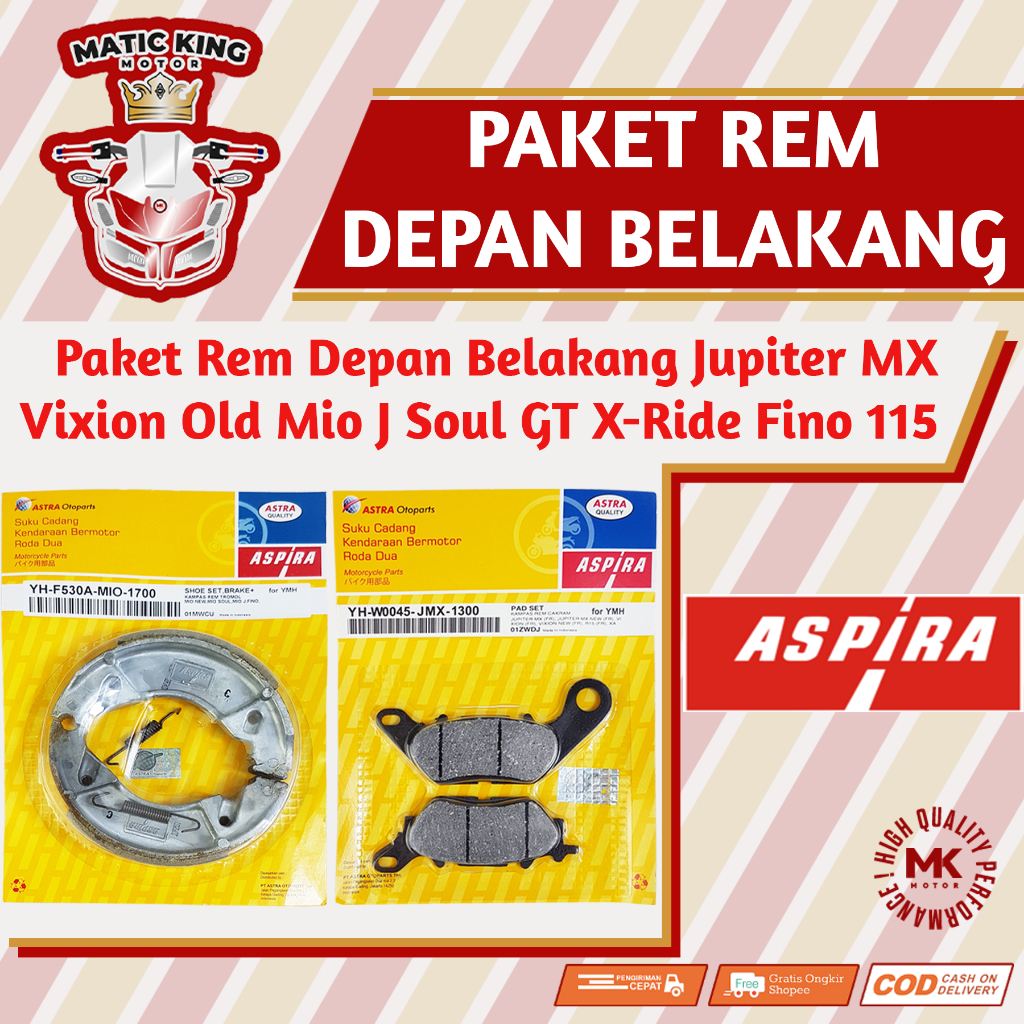 Paket Kampas rem dispad discpad depan belakang Yamaha Mio Series J X-Ride Fino Soul GT 115cc Jupiter