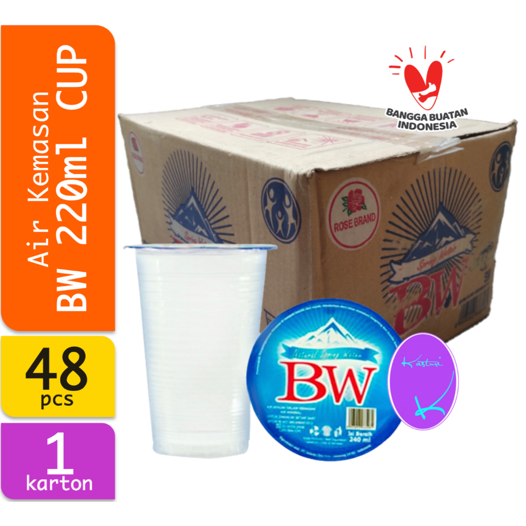 

Air Mineral BW Rose Brand 220mL Instan Kurir - 1 Karton x 48 Cup