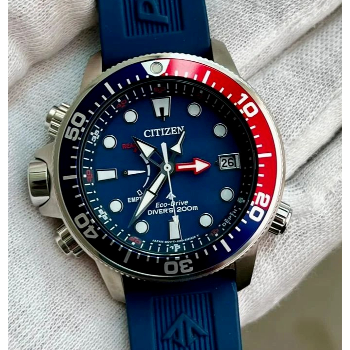 Jam Tangan Citizen Promaster BN2038-01L Aqualand Eco Drive Blue Dial Blue Polyurethane Strap