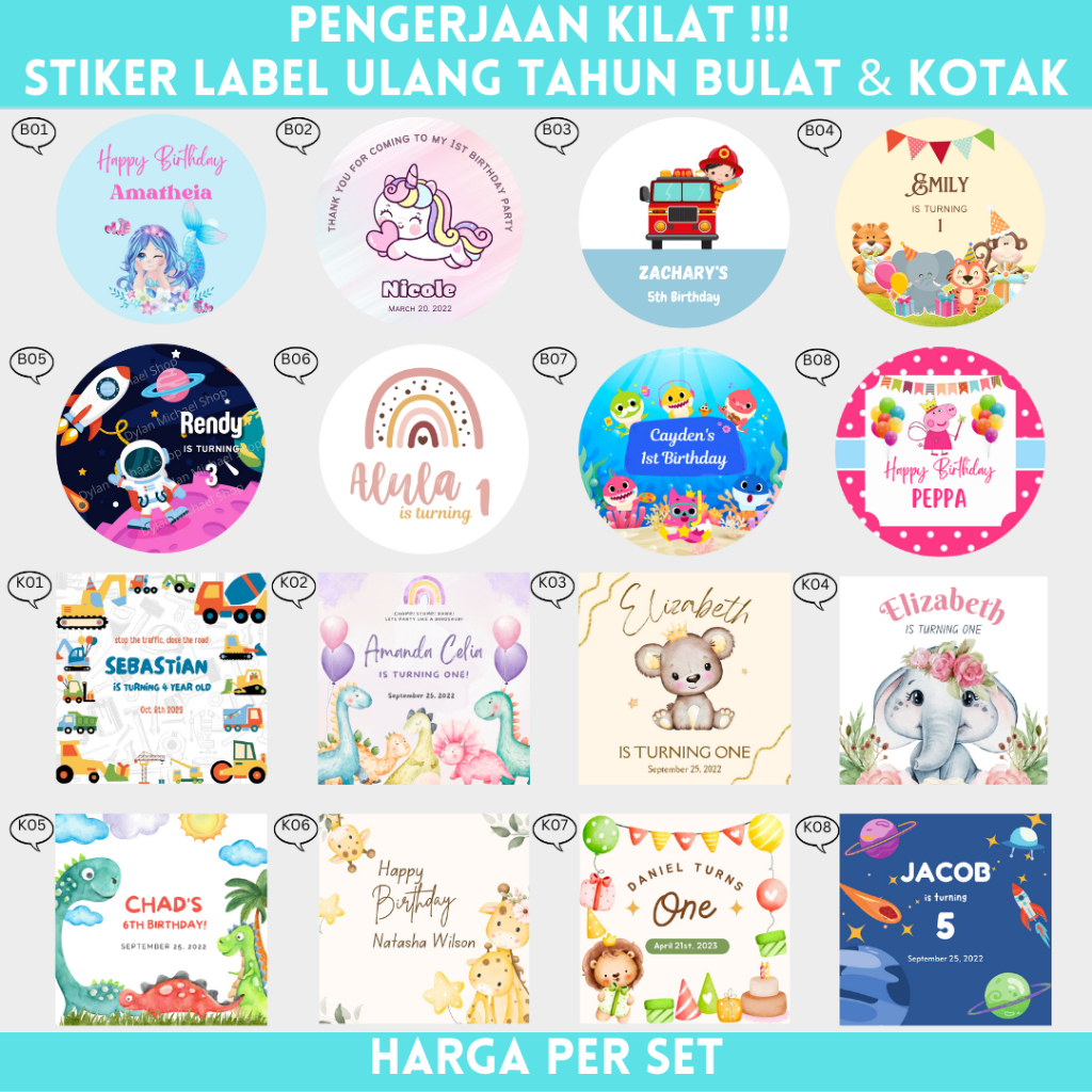 

KILAT Pengerjaan Cepat Stiker Ulang Tahun Custom Birthday Sticker Stiker Bento Label Hampers Stoples Goody Bag