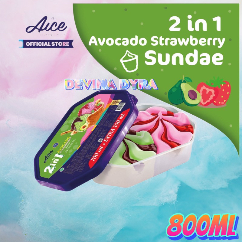 Aice Sundae Avocado Strawberry 800ml | Ice Cream Aice Sundae Alpukat Strowbery