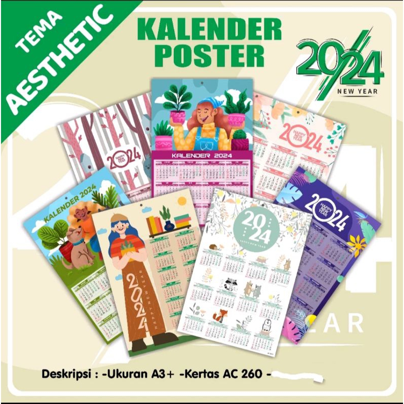 

KALENDER DINDING MINI 2024 UKURAN A5 & B5 LIPAT AESTHETIC BAHAN ART CARTON
