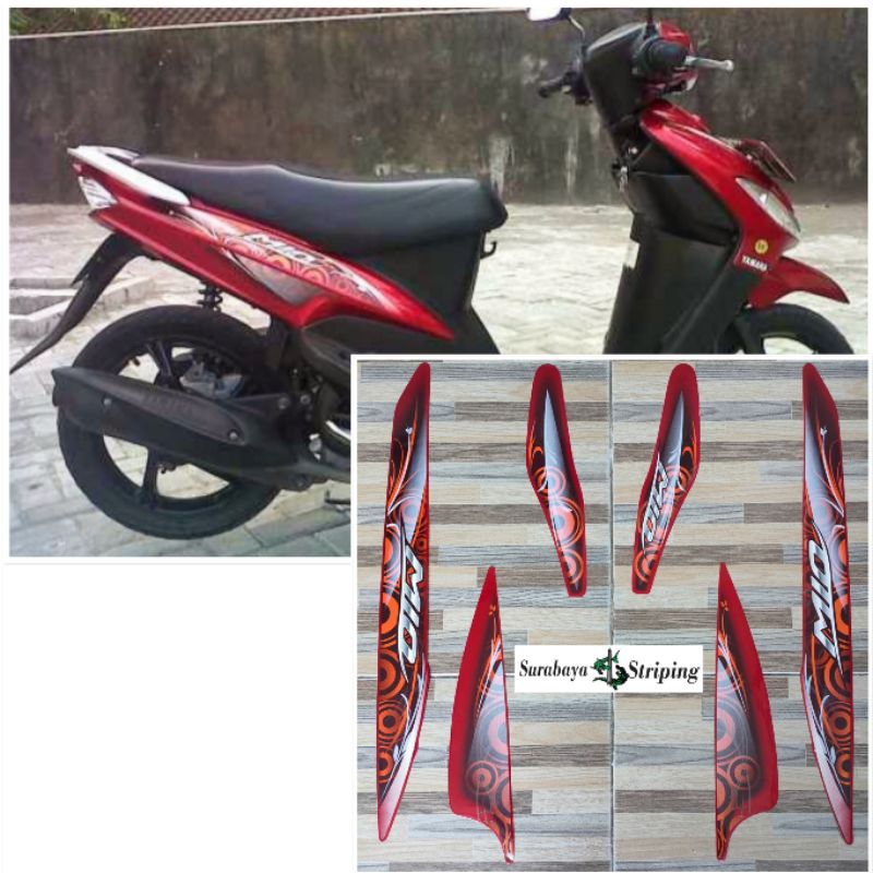 Striping sticker Yamaha Mio Sporty merah tahun 2011 2012