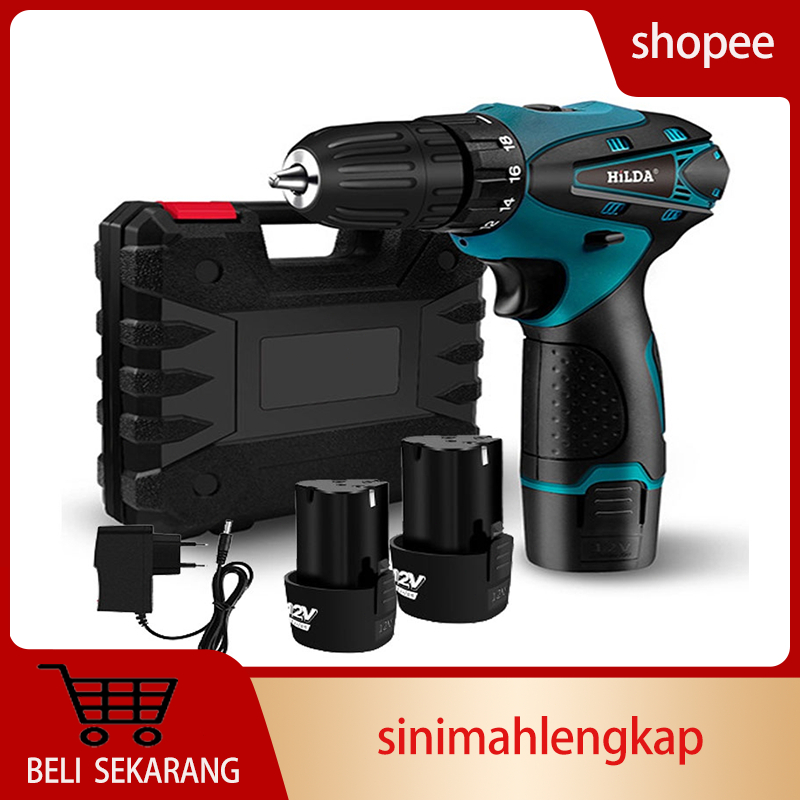 Perkakas Listrik Bor 12V Mesin Bor Baterai Cordless Bor Listrik Electric Drill Cordless Screwdriver 