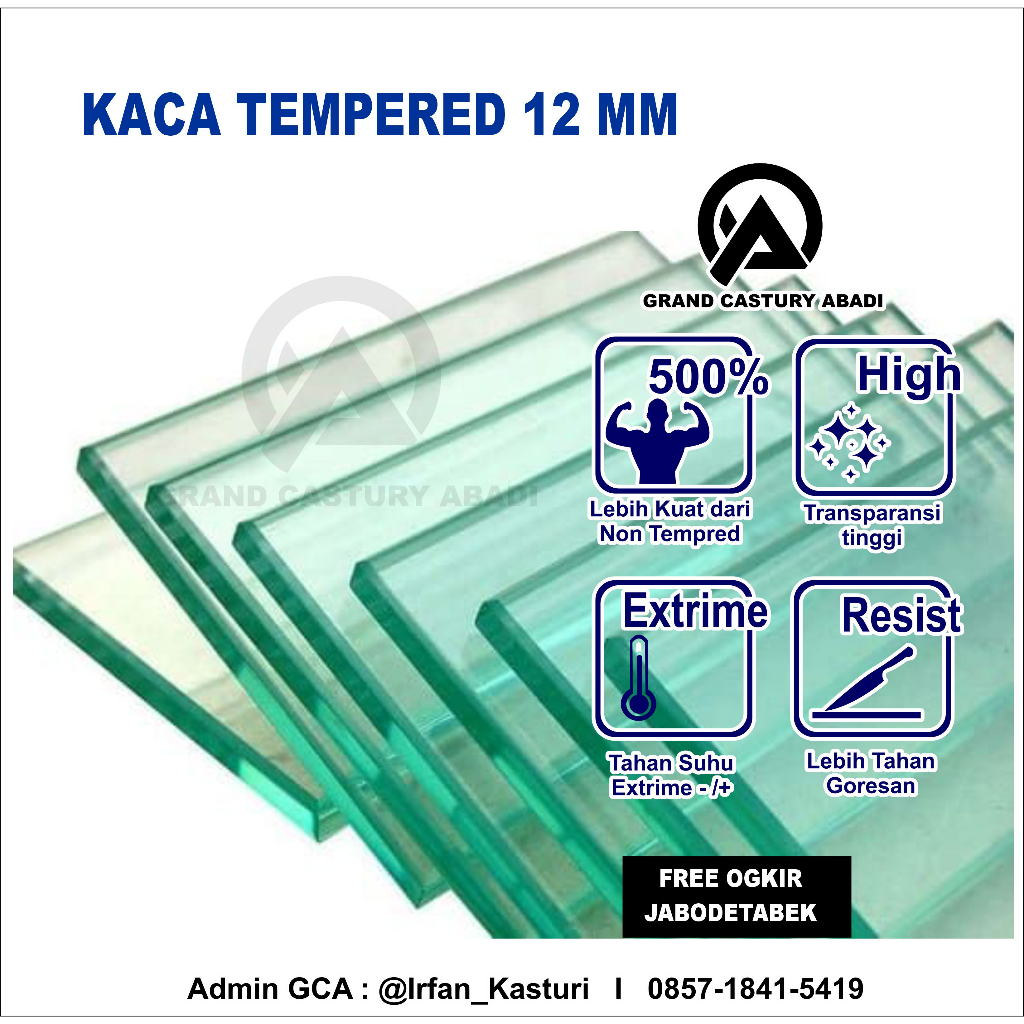 Kaca Tempred 12 mm - Kaca polos Clear Akuarium / canopy