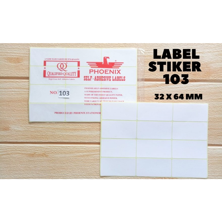 

Stiker Label untuk Nama Undangan, Label Harga, Dll. No.103, Ukuran 32 x 64 mm Merk Phoenix / Alfa