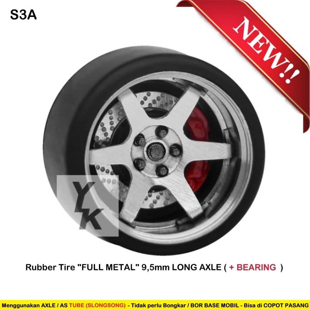 CARLOMO Rubber Tire PREMIUM S CLASS RIMS TE37 Long Axle Varian Warna & Size