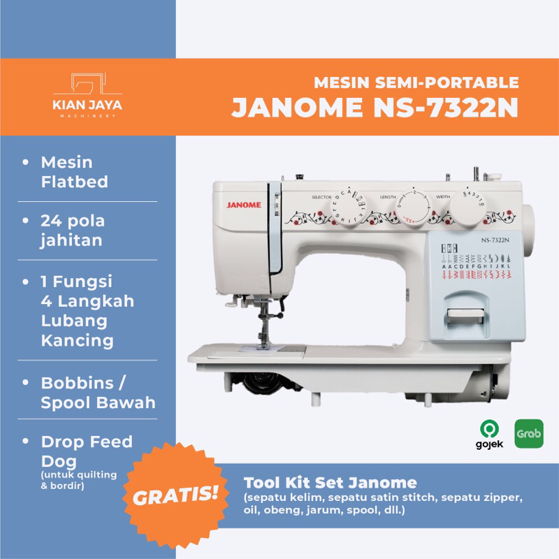 [ kianjaya ] Mesin Jahit Semi Portable Janome NS7322 ( Flatbed )