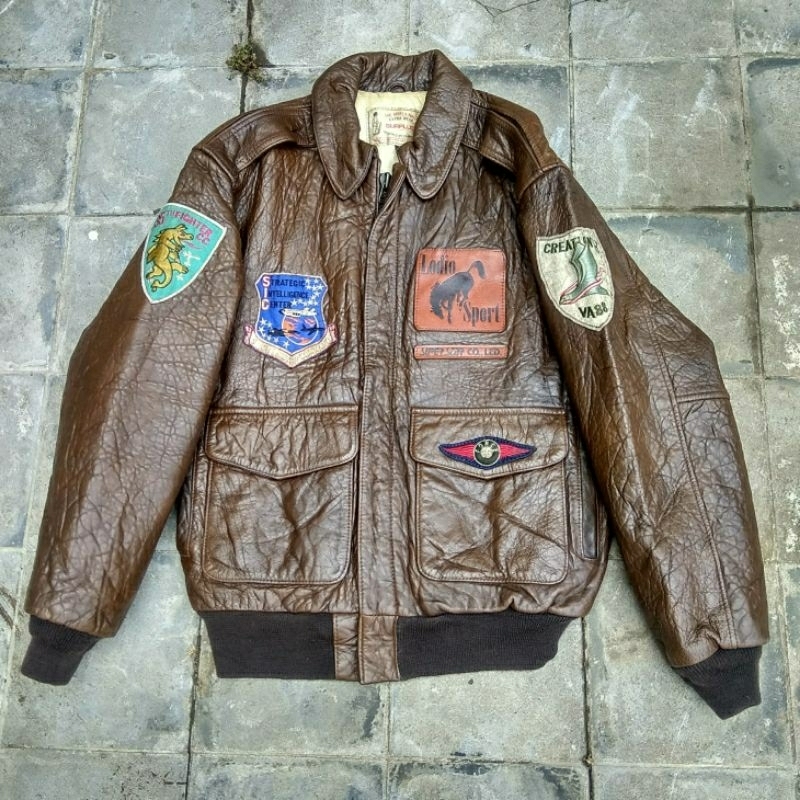 surplus type A2 jaket kulit bomber pilot flight jacket not schott avirex vanson rbc bronco cooper us