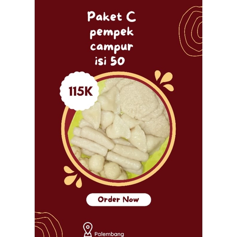 

pempek ikan gabus campur paket C isi 50