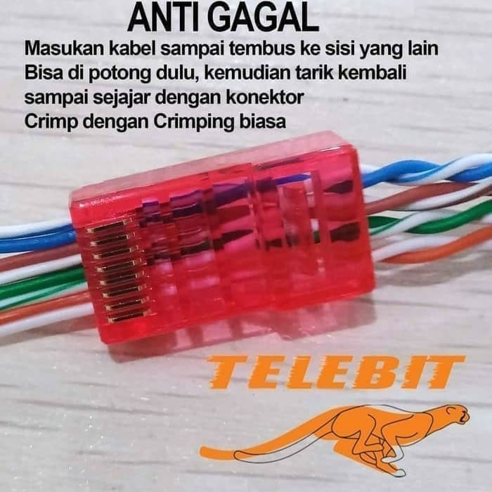 Konektor Rj45 Cat6 Antigagal Rj 45 Cat 6 Telebit Eceran