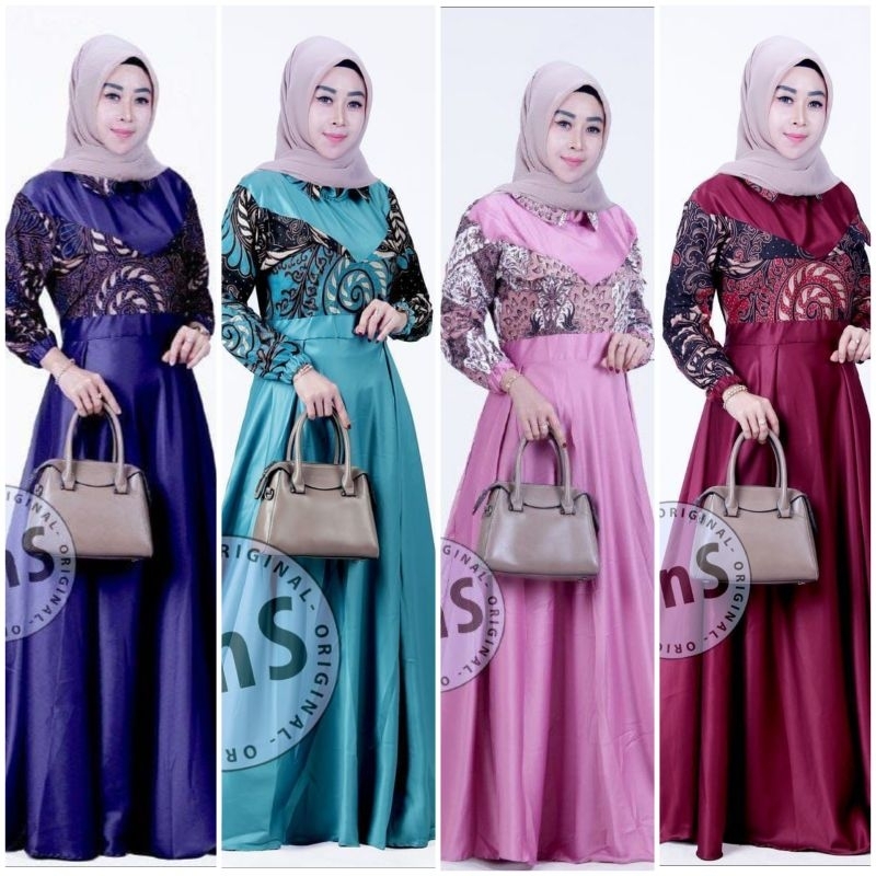 Gamis valvet gamis kombinasi batik polos gamis model terbaru gamis batik Pekalongan gamis BATIK KEMEJA