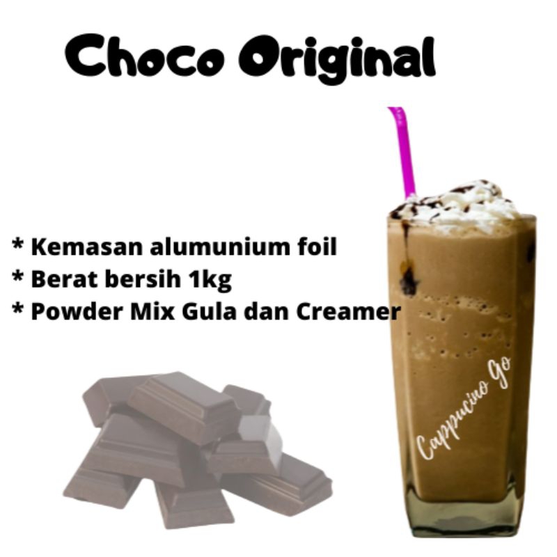 

BUBUK MINUMAN BOBA / SERBUK MINUMAN / POWDER DRINK RASA CHOCO ORIGINAL /COKELAT ORIGINAL 1KG MIX GULA