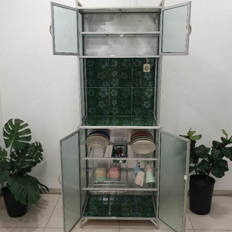 TC ALUMINIUM LK 15U 63X40X175 83X40X175 103X40X175 LEMARI RAK PIRING KERAMIK MEJA RATA ALUMINUM SILV