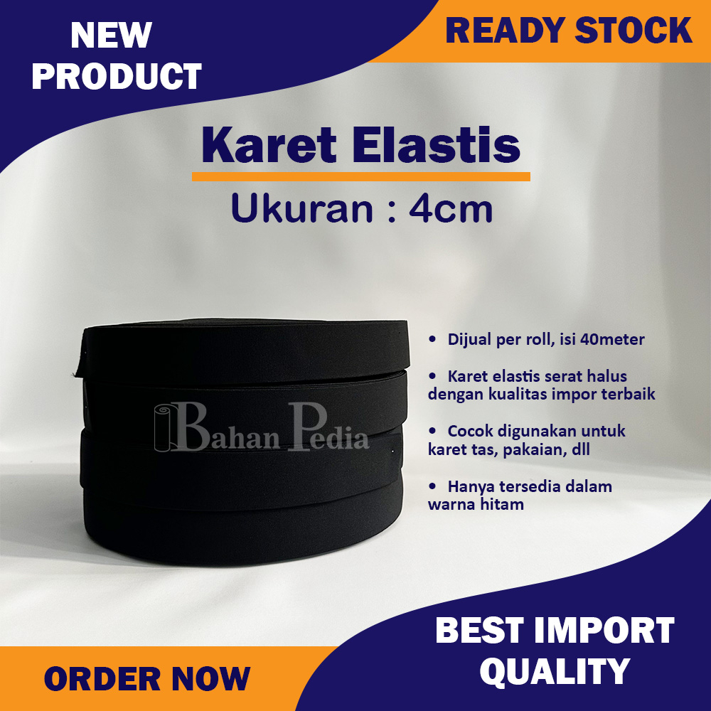 [Roll 40meter] Karet Elastis Band Halus Tebal Premium 4cm