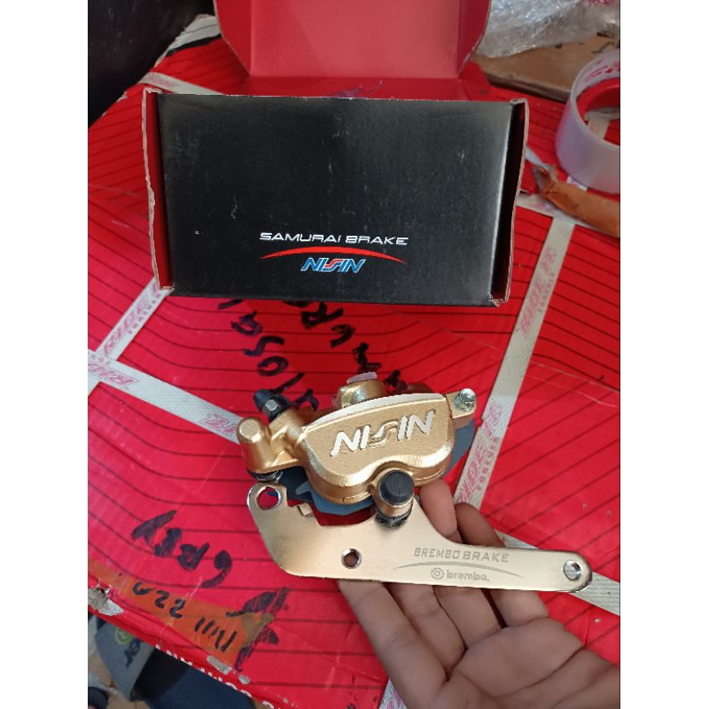 Breket kaliper 2piston samurai CNC dan plat bes mio beat vario disc 260 dan disc 220 jupiter disc 30