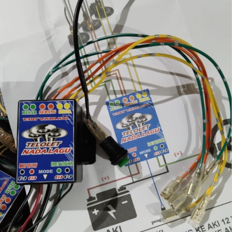Modul Klakson Telolet 3 Corong 17 Nada Basuri 12V/24V UNIVERSAL