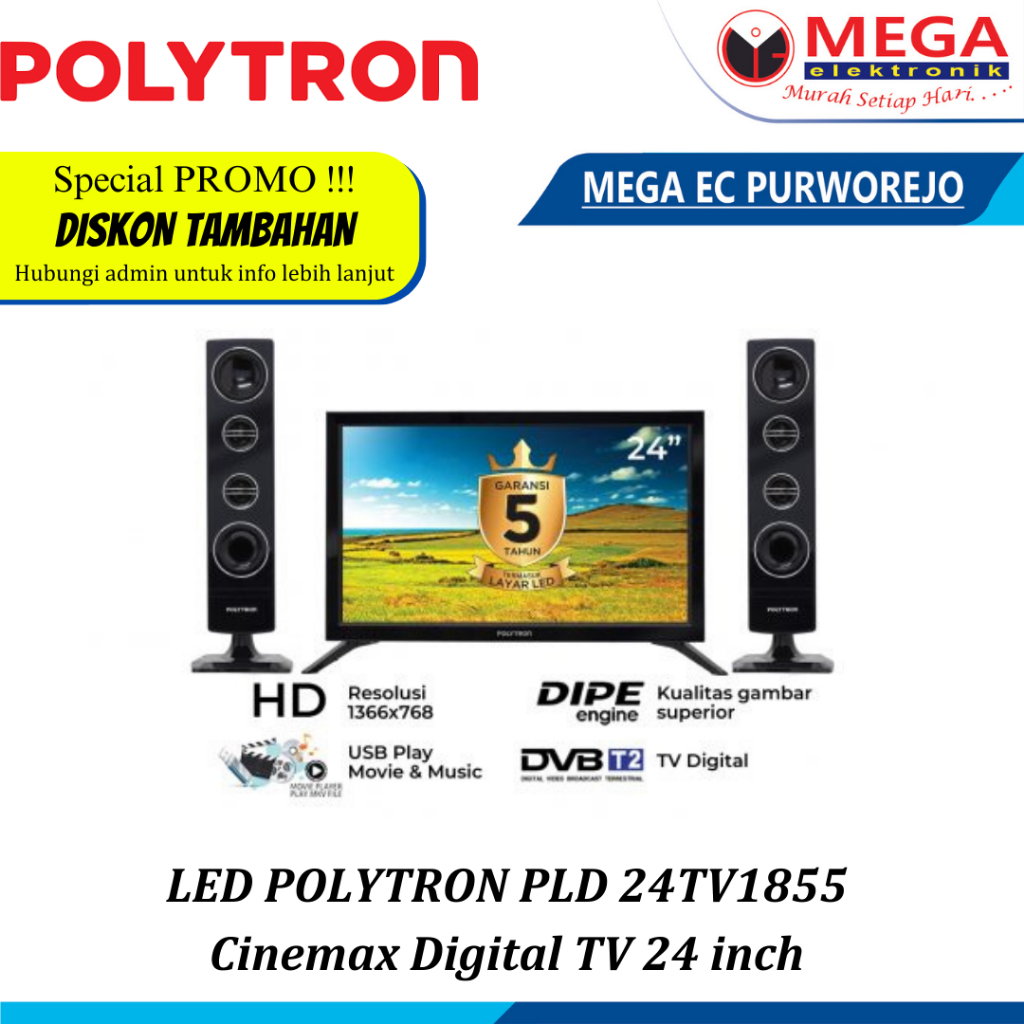 LED POLYTRON PLD 24TV1855  Cinemax Digital TV 24 inch
