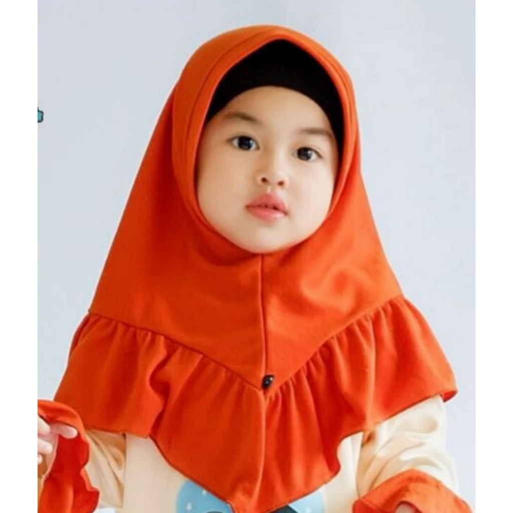 (2-13 tahun) Jilbab Kaos Sekolah Anak Merah Bata / Kerudung / Bergo Raggakids Aisyah TK SD SMP