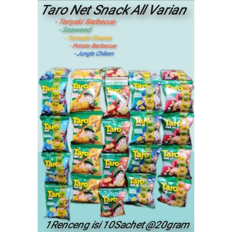 

Taro Net Snack Potato Barbecue Seaweed 1 Renceng isi 10 Sachet 17gr