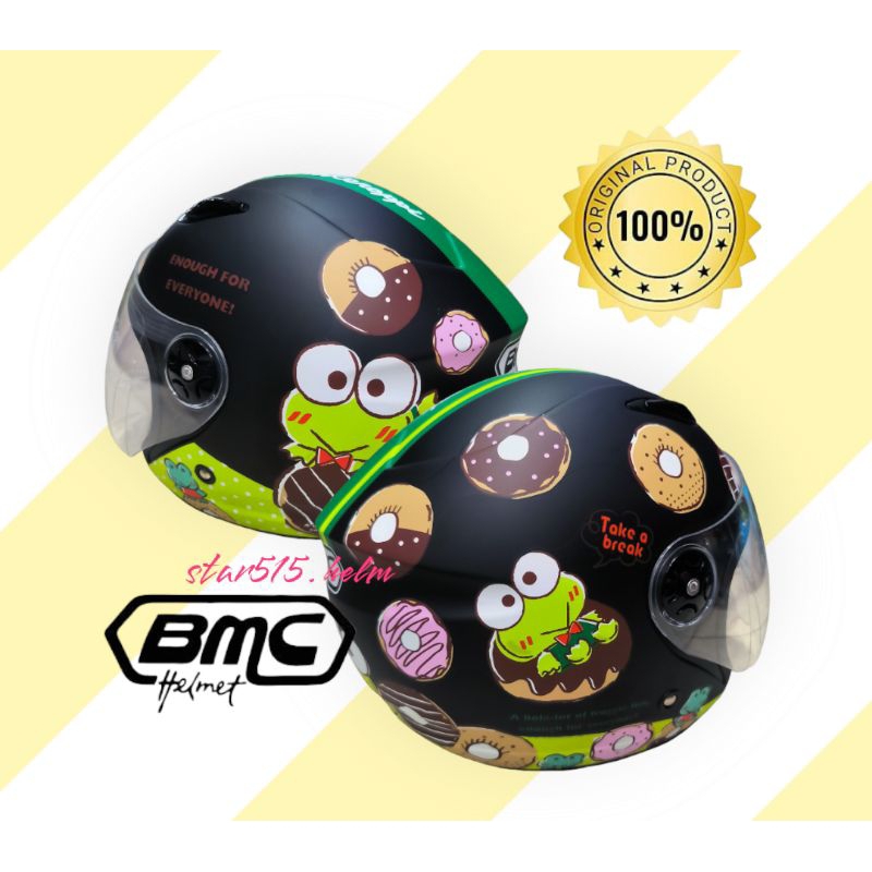 HELM BMC MILAN SANRIO KEROPI HELM BMC KARAKTER KODOK HELM HALF FACE BMC MILAN ORI
