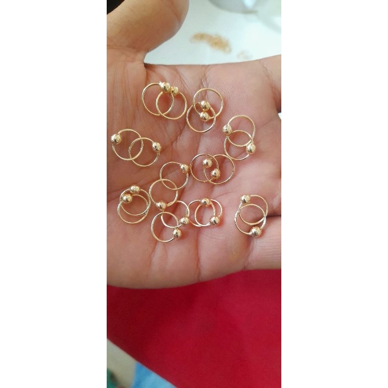 anting bulat bola anak/ bayi perak 925 lapis emas asli