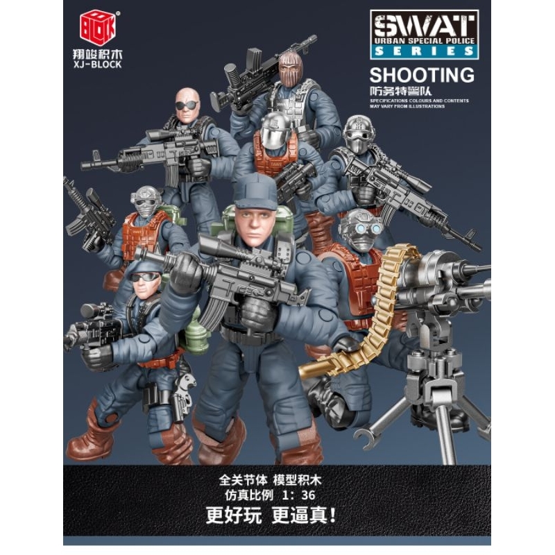 Lego block soldier SWAT shooting police