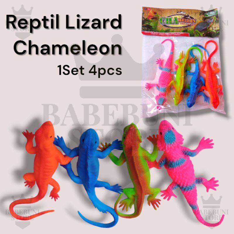Mainan Hewan Karet Reptil Lizard Chameleon Kadal & Bunglon