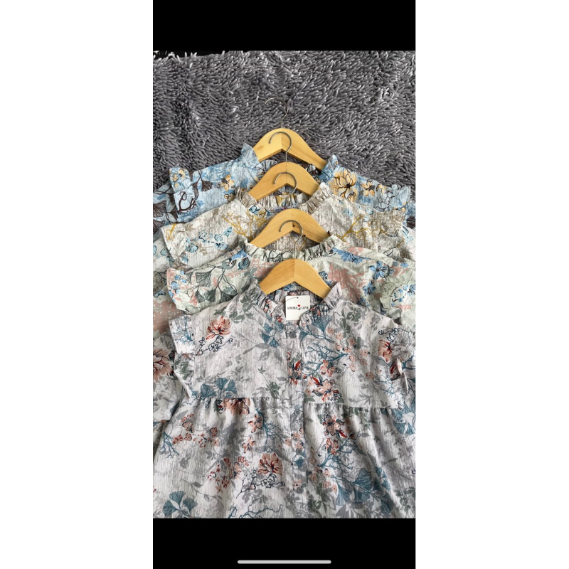 Anyelir Shirt - Atasan Kemeja Floral Crincle Blouse Top