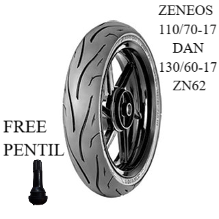 Paket  Ban zeneos tubeless 110/70-17 dan 130/60-17 zn62 zn 62 FREE PENTIL (2 BAN)