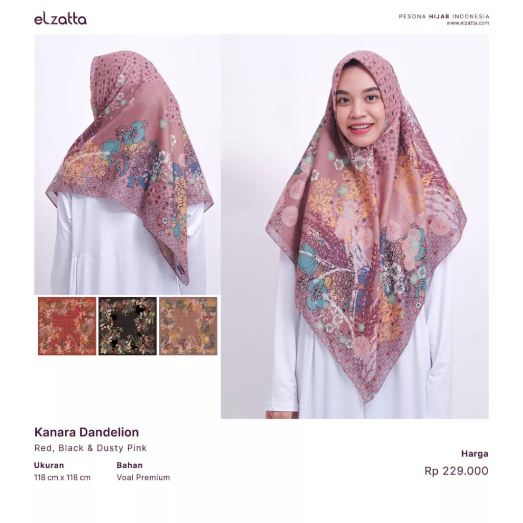 ELZATTA HIJAB KANARA DANDELION/ELZATTA HIJAB SCARF PREMIUM/MOTIF TERBARU ELZATTA