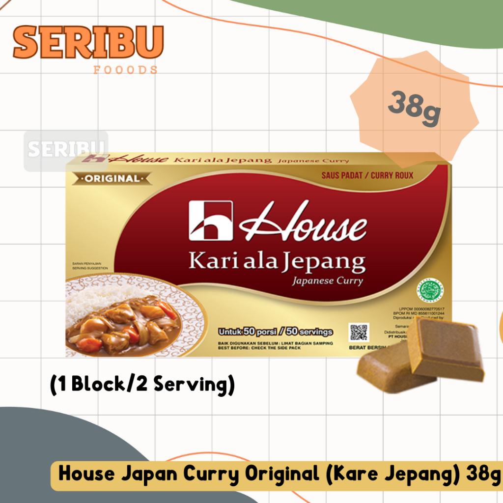 House Curry Roux | Kari blok khas Jepang Halal | Japanese Kare 1 Block untuk 2 Porsi 38gr