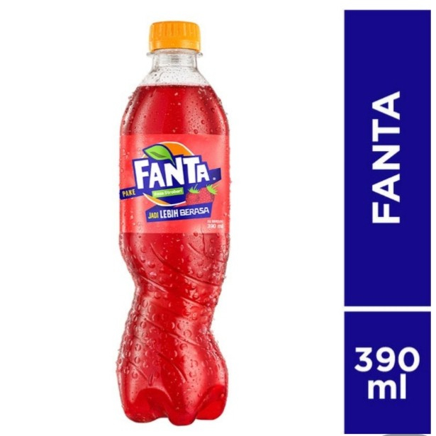 

Fanta Strawberry minuman soda rasa stroberi 390 ml