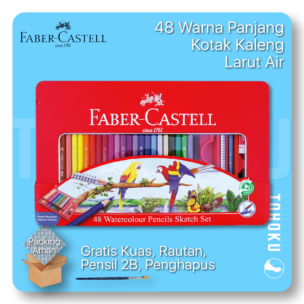 48 Warna Faber-Castell Watercolour Tin Case | Pensil Warna Kotak Kaleng Faber-Castell
