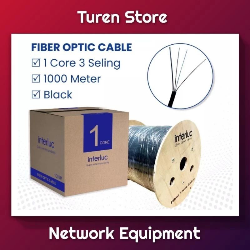 kabel fiber Optik 1 core 3 seling merek interluc 1000 m